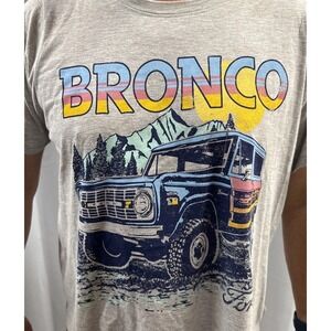 Ford Bronco Gray T Shirt Size 0X L XL Wheel Off Road Overlanding Retro Graphic